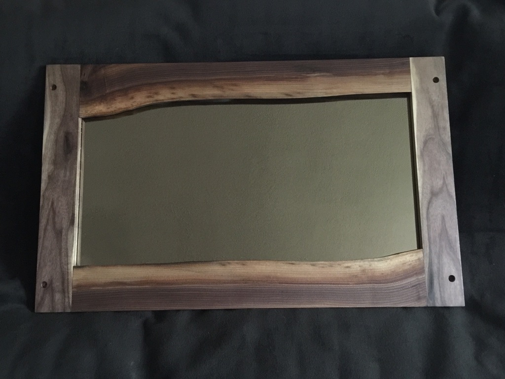 reclaimed walnut live edge mirror
